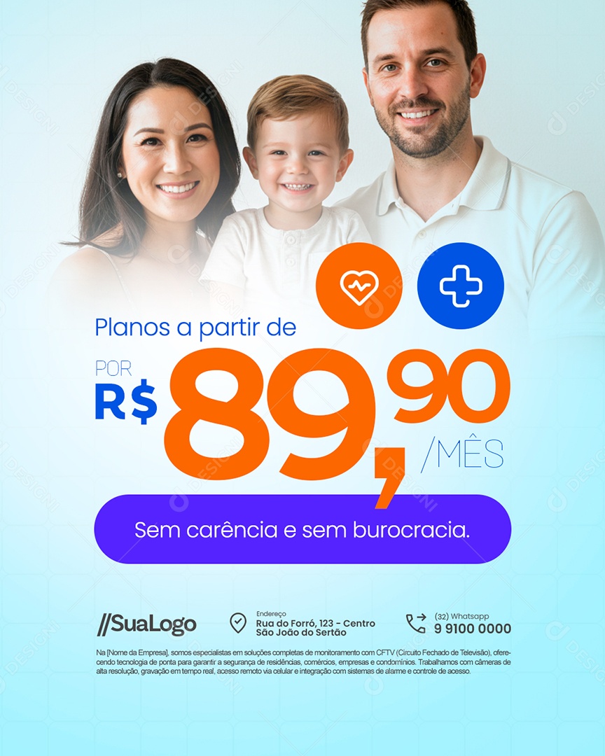 Convênio Médico Planos Sem Carência e Sem Burocracia Social Media PSD Editável