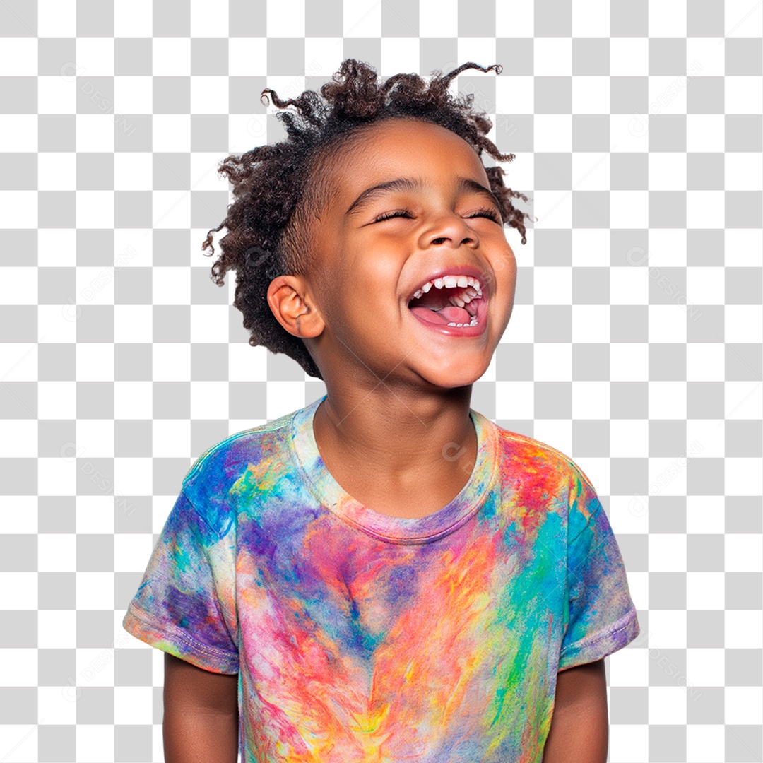Menino Negro Alegre PNG Transparente