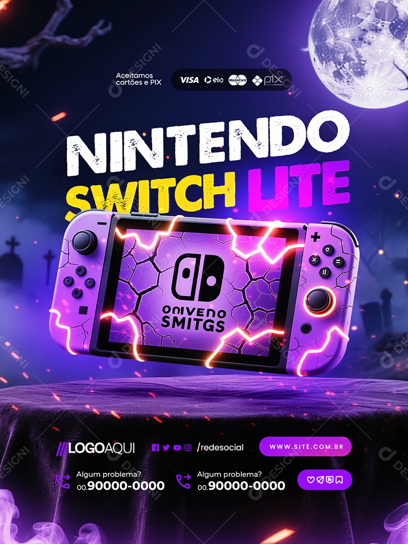 Loja de Games Nintendo Switch Lite Social Media PSD Editável
