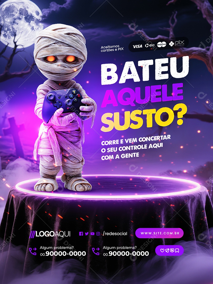 Loja de Games Bateu Aquele Susto Social Media PSD Editável