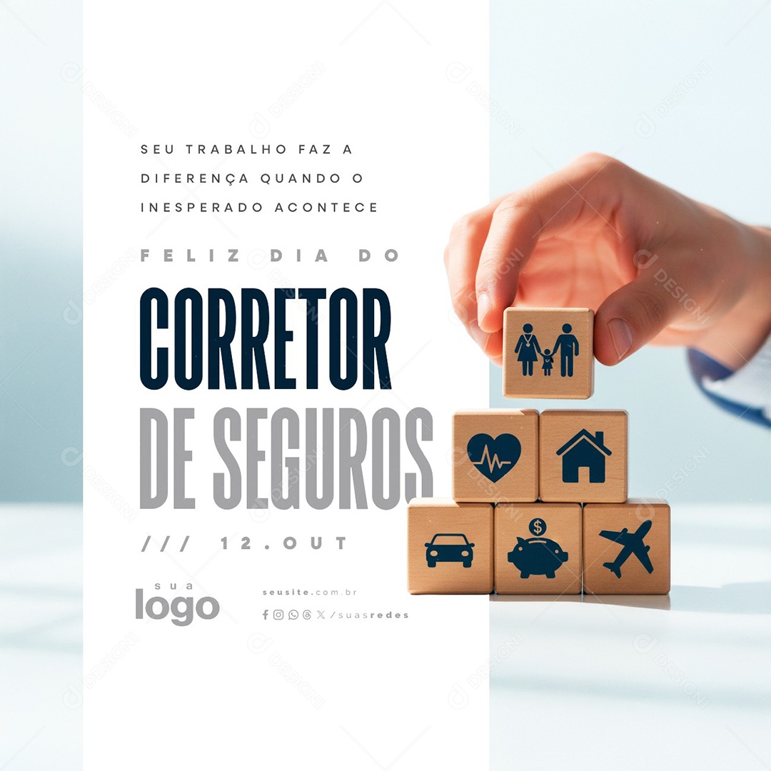 Feliz Dia do Corretor de Seguros 12 de Outubro Social Media PSD Editável