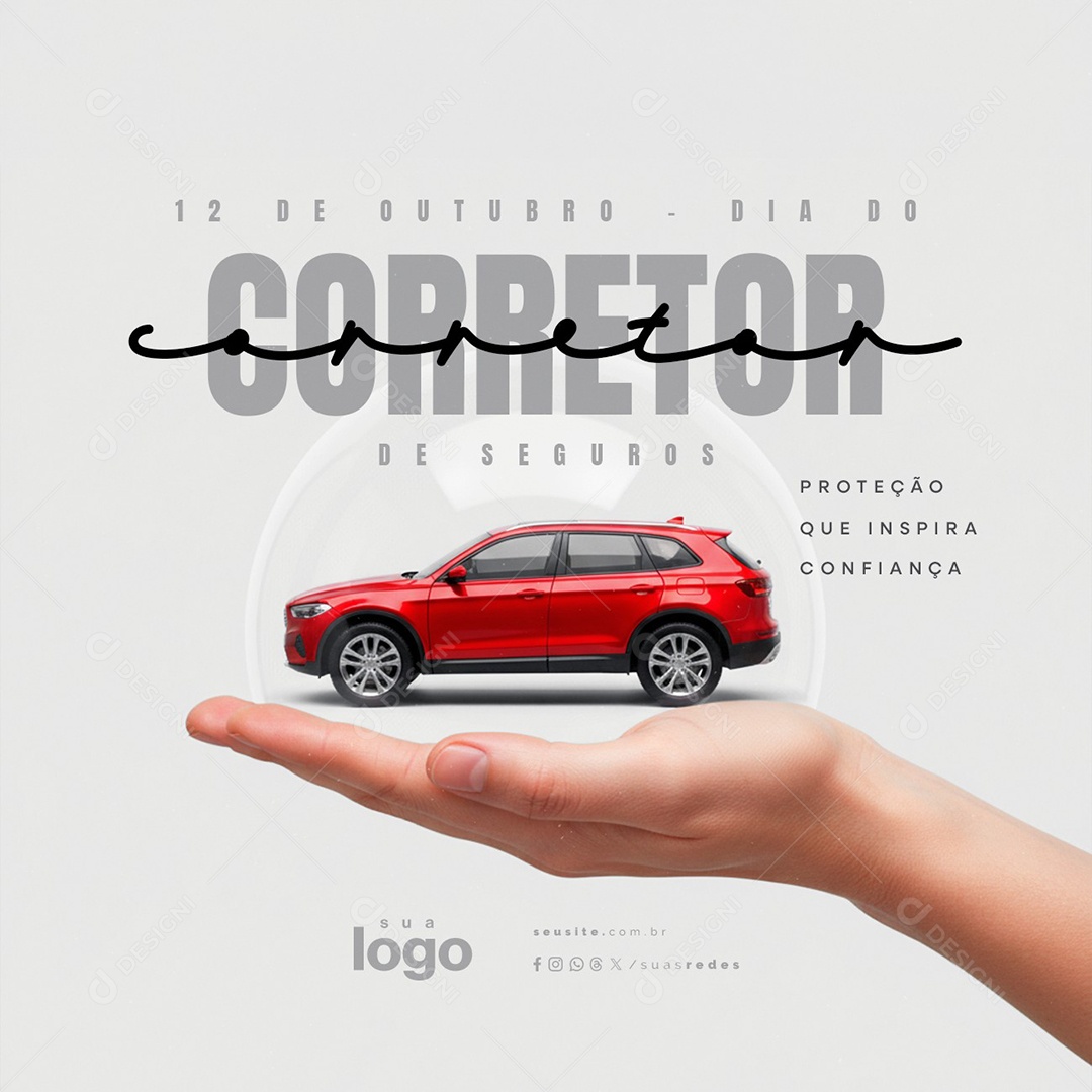 Feliz Dia do Corretor de Seguros 12 de Outubro Proteção Que Inspira Social Media PSD Editável