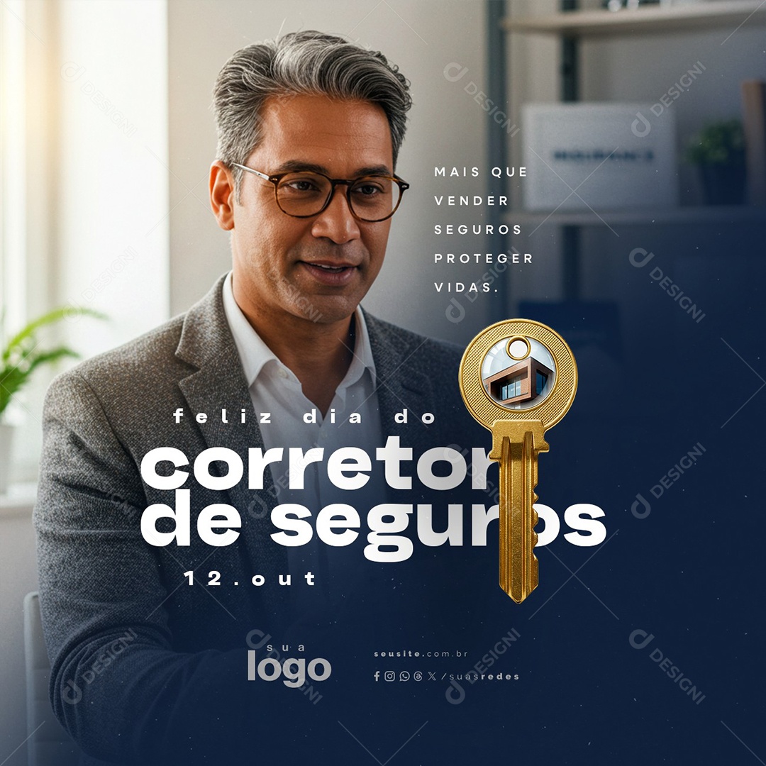 Feliz Dia do Corretor de Seguros 12 de Outubro Social Media PSD Editável