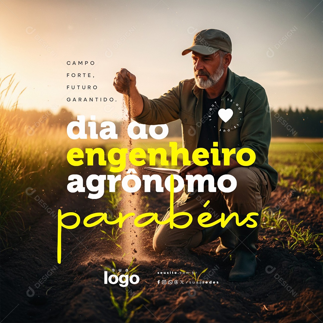 Dia do Engenheiro Agrônomo 12 de Outubro Parabéns Social Media PSD Editável
