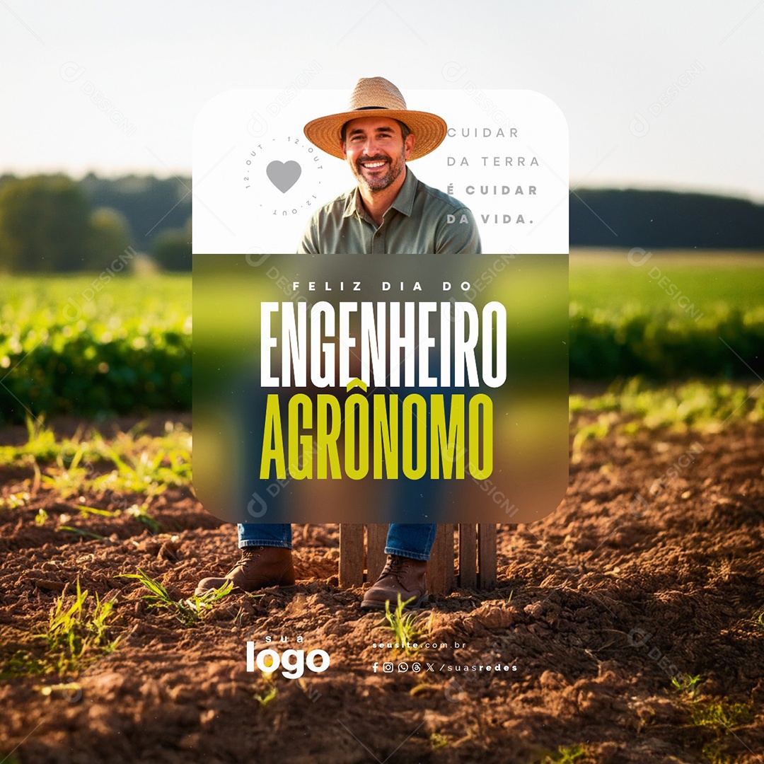 Feliz Dia do Engenheiro Agrônomo 12 de Outubro Social Media PSD Editável