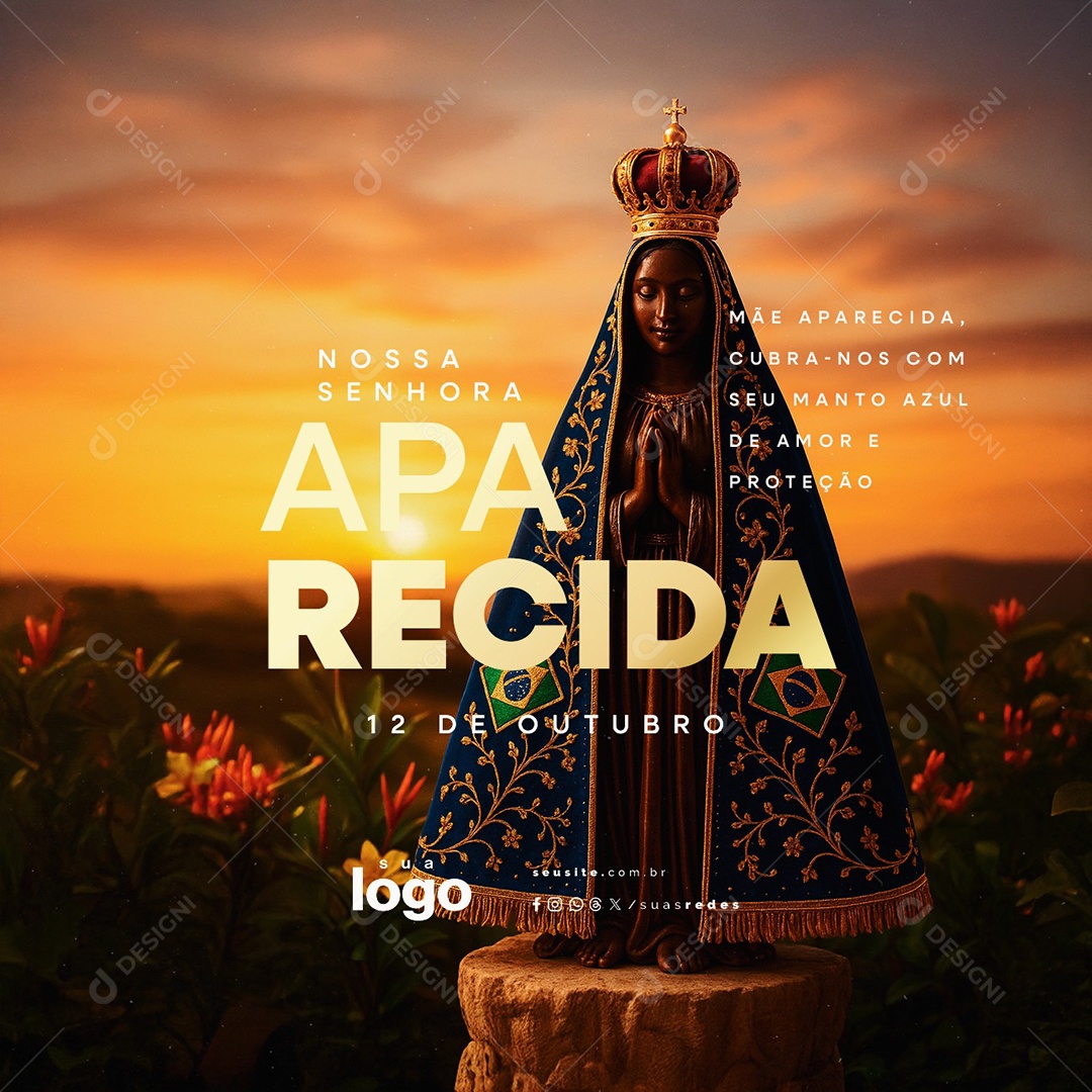 Dia de Nossa Senhora Aparecida 12 de Outubro Social Media PSD Editável