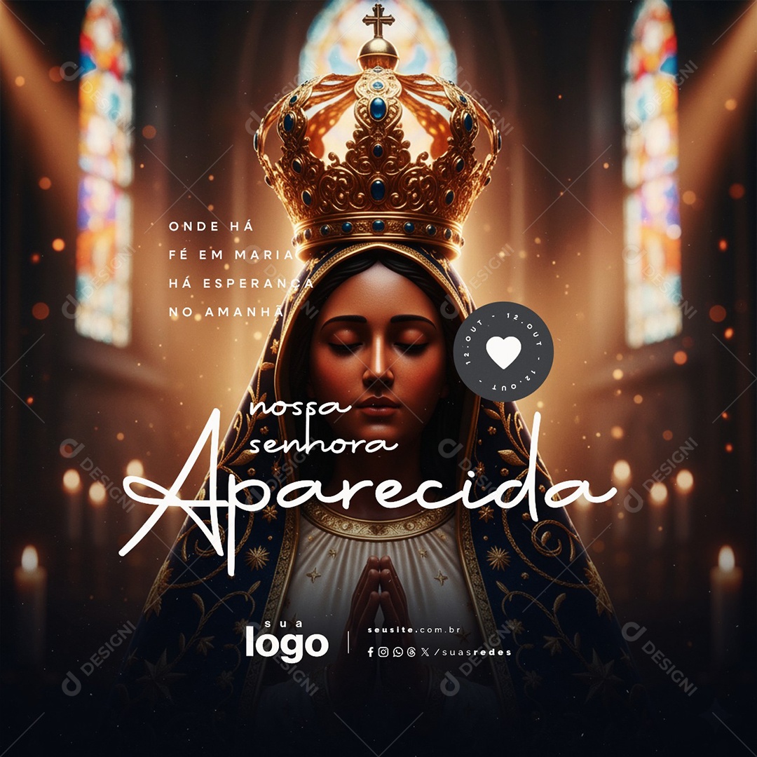 Dia de Nossa Senhora Aparecida 12 de Outubro Social Media PSD Editável