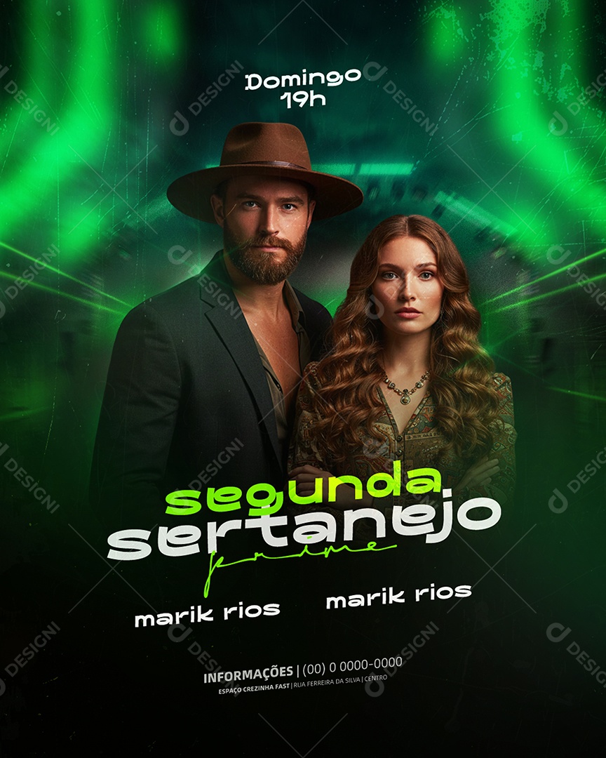 Social Media Flyer Próximos Shows Segunda Sertaneja PSD Editável