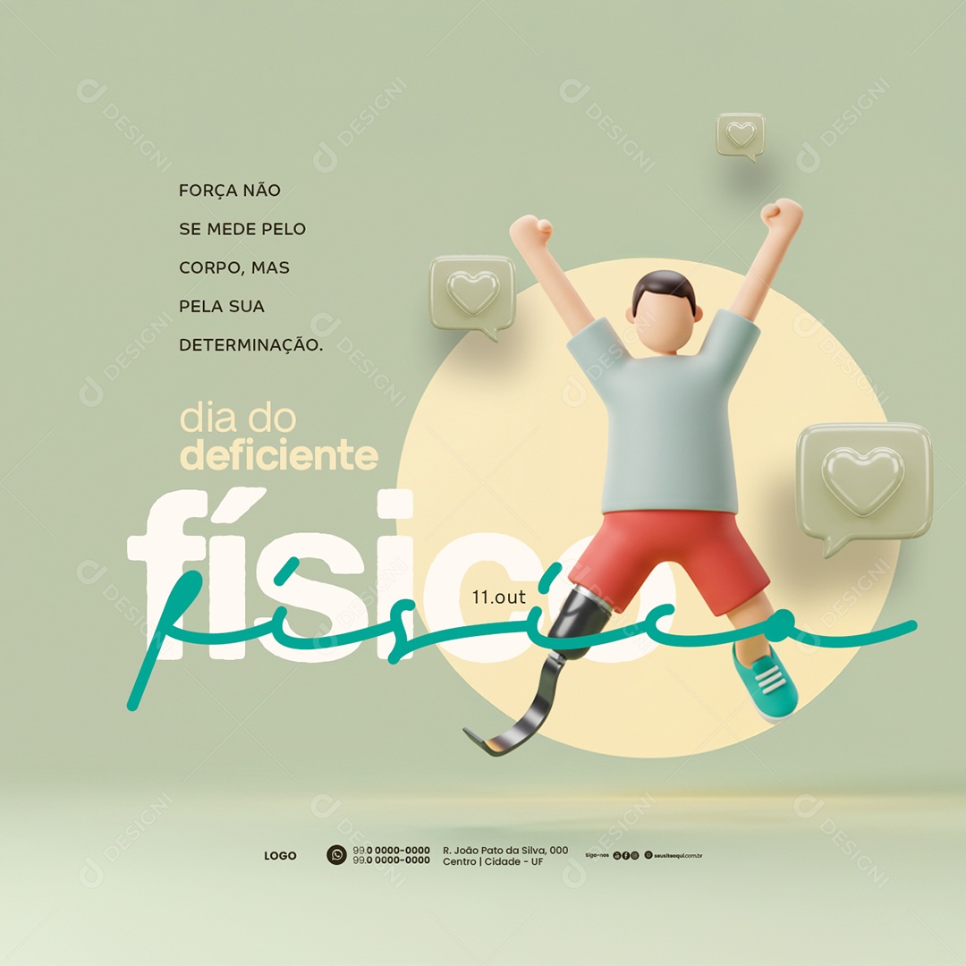 Dia do Deficiente Físico 11 de Outubro Social Media PSD Editável