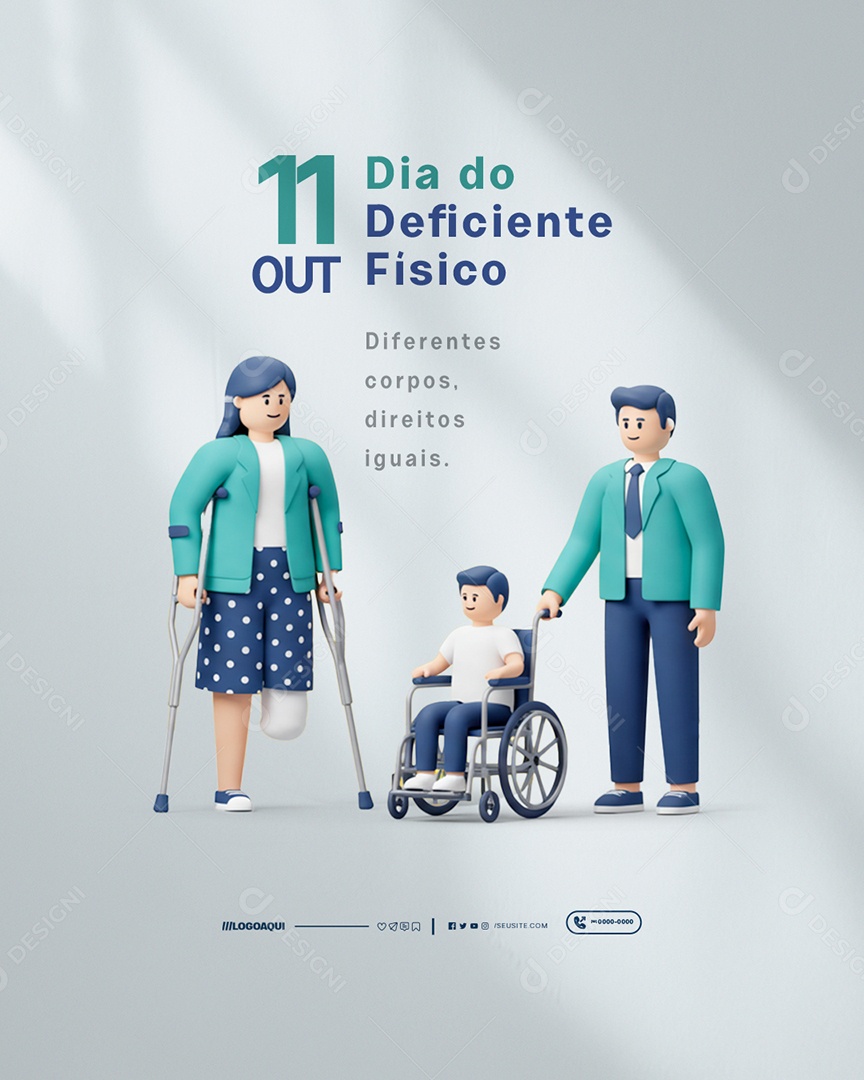 Feliz Dia do Deficiente Físico 11 de Outubro Social Media PSD Editável
