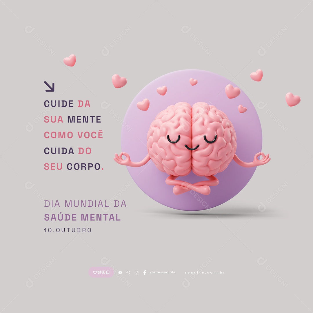 Dia Mundial da Saúde Mental 10 de Outubro Social Media PSD Editável