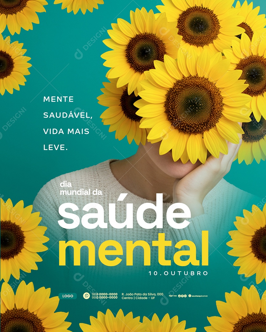 Dia Mundial da Saúde Mental 10 de Outubro Social Media PSD Editável