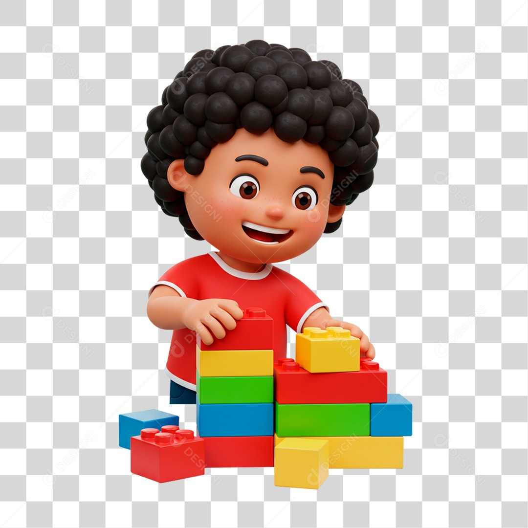 Personagem 3D Menino Brincando PNG Transparente