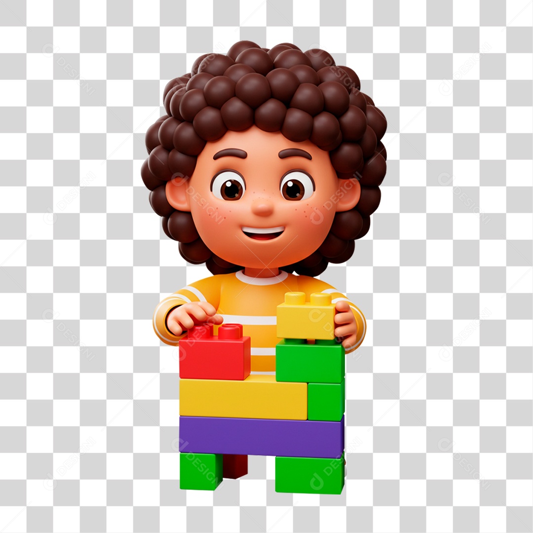 Personagem 3D Menina Brincando PNG Transparente