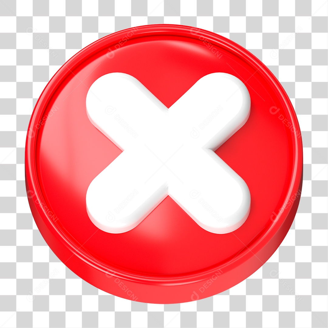 Botão X Vermelho PNG Transparente