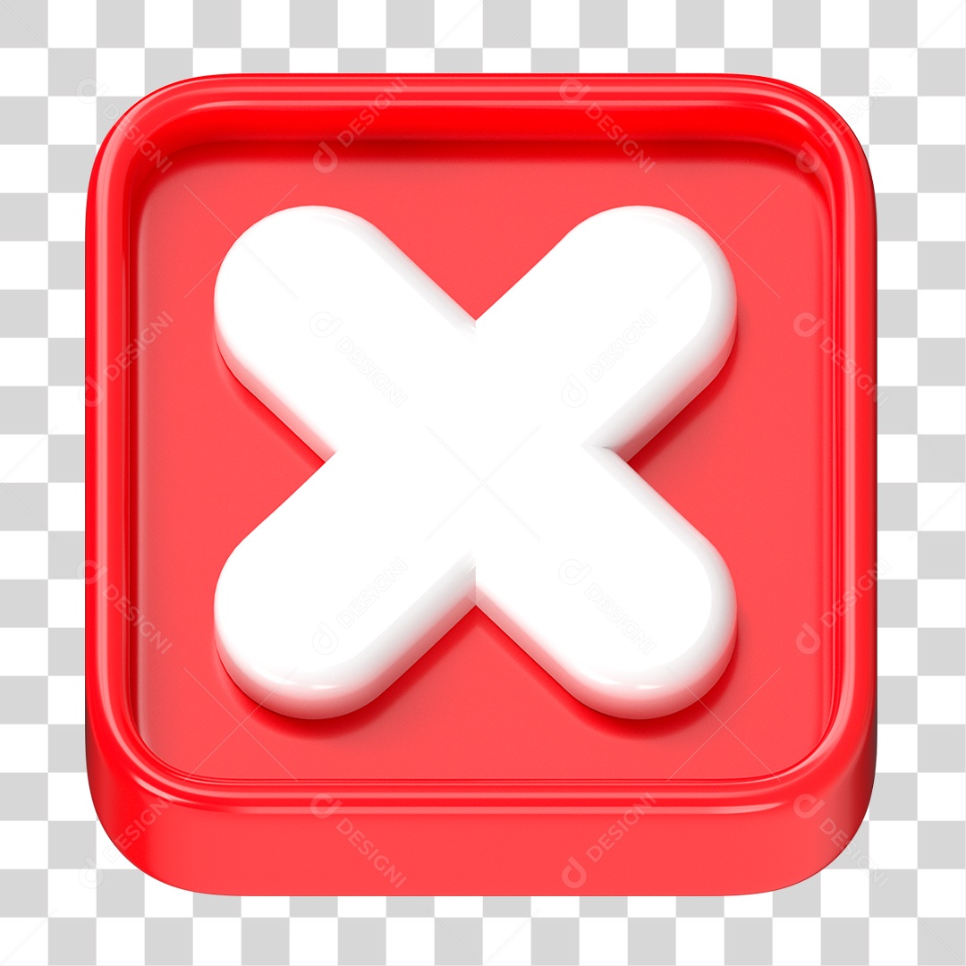 Botão X Vermelho PNG Transparente