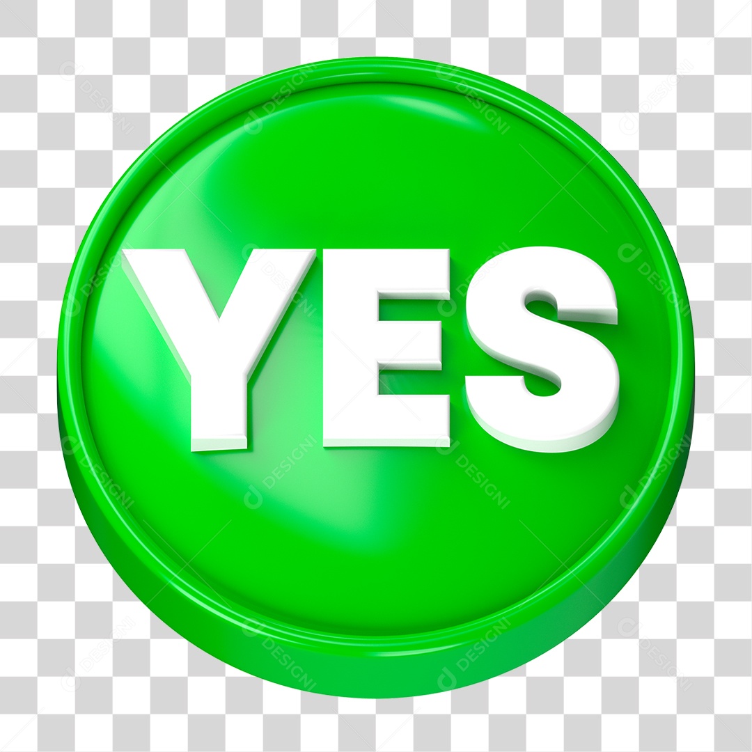 Botão Verde Yes PNG Transparente