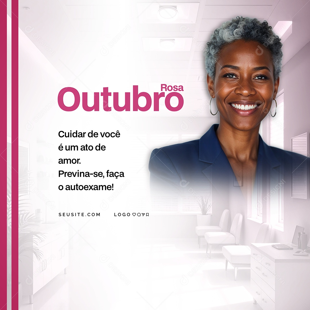 Outubro Rosa Mês de Conscientização Sobre o Câncer de Mama Social Media PSD Editável