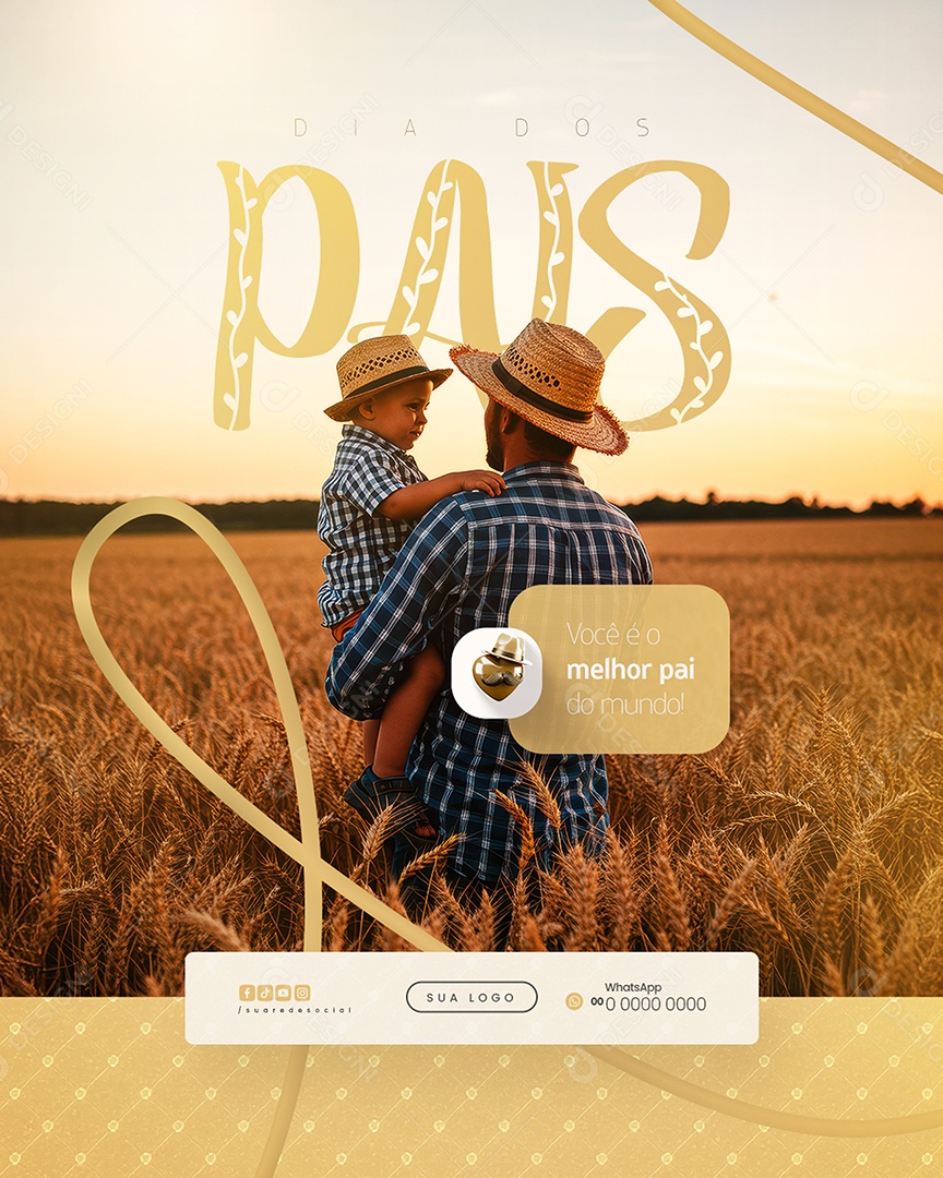 Dia dos Pais 10 de Agosto Melho Pai Social Media PSD Editável