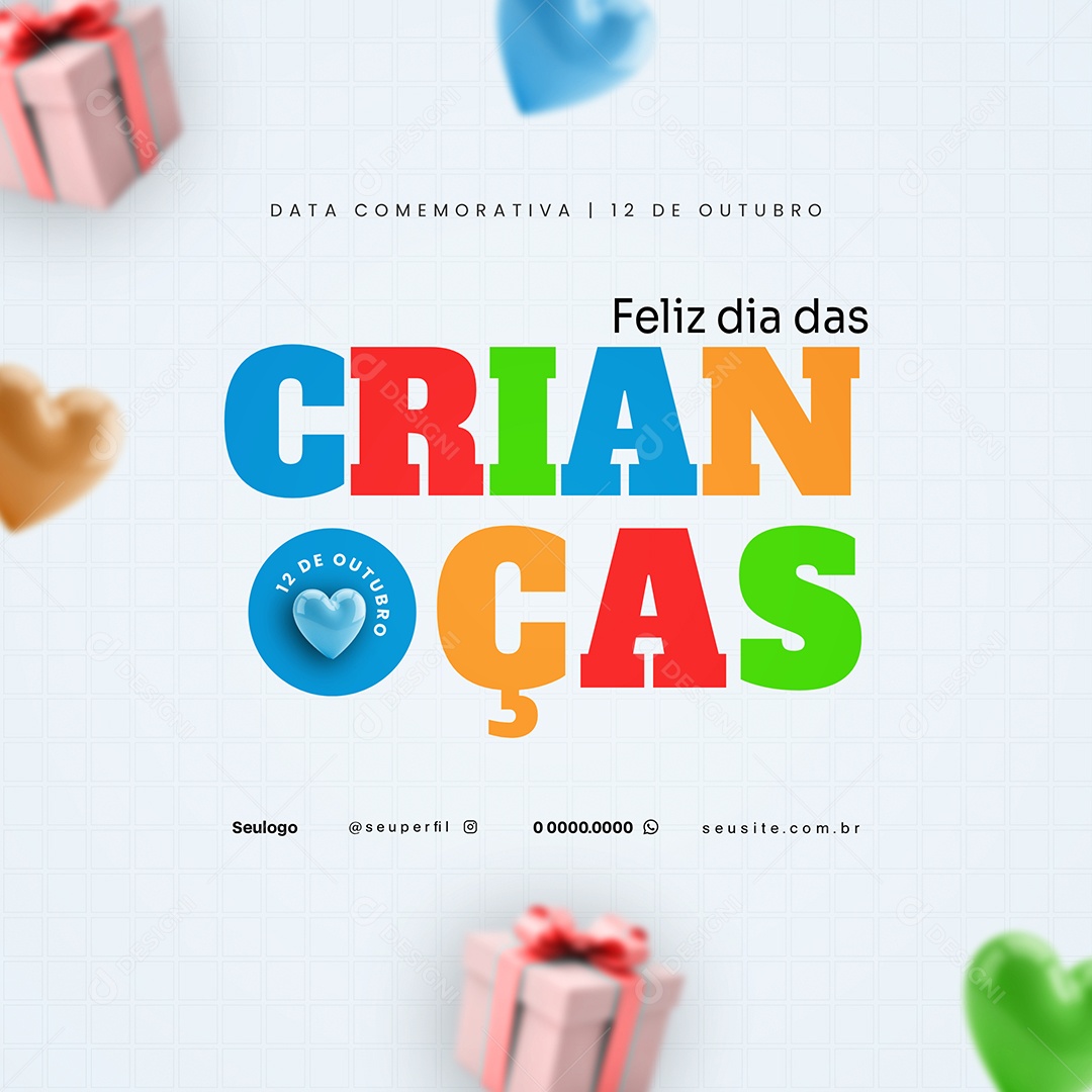 Dia das Crianças 12 de Outubro Mais do Que Presentes Social Media PSD Editável