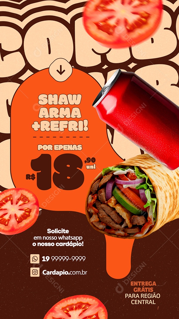 Story Shawarma Aqui os Favoritos da Casa Social Media PSD Editável