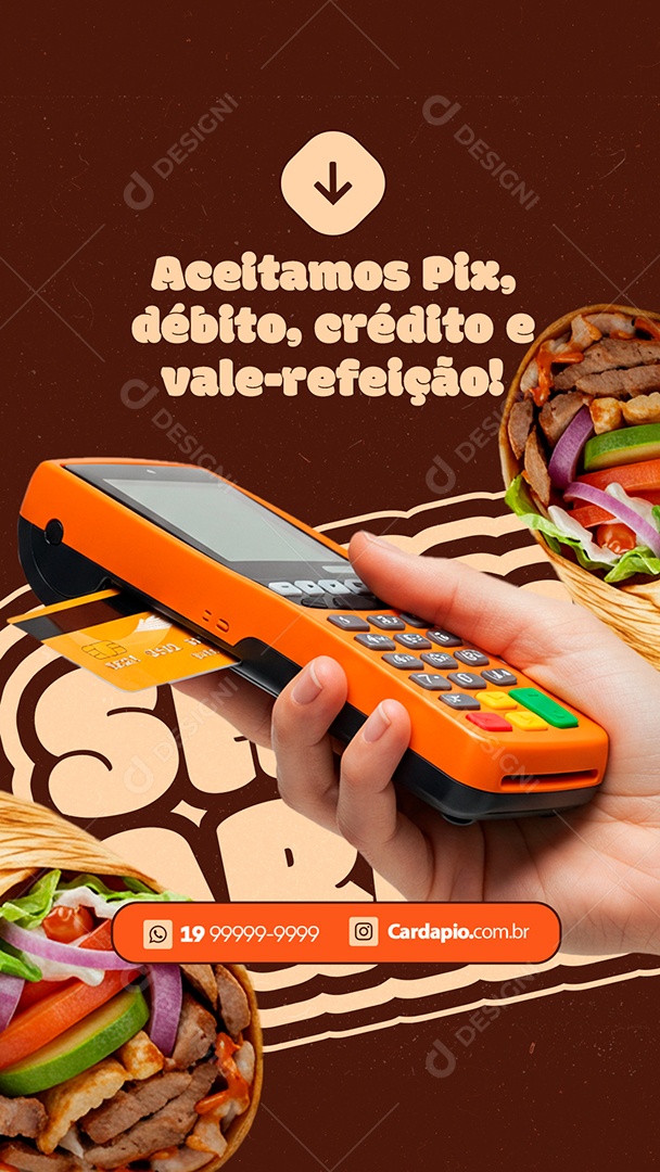 Story Shawarma Aceitamos Pix Social Media PSD Editável