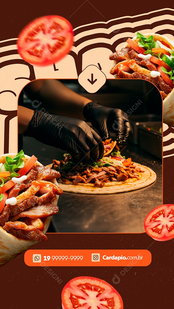 Story Shawarma Lanchonete Social Media PSD Editável