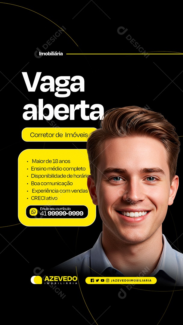 Story Imobiliária Vaga Aberta Corretor de Imóveis Social Media PSD Editável