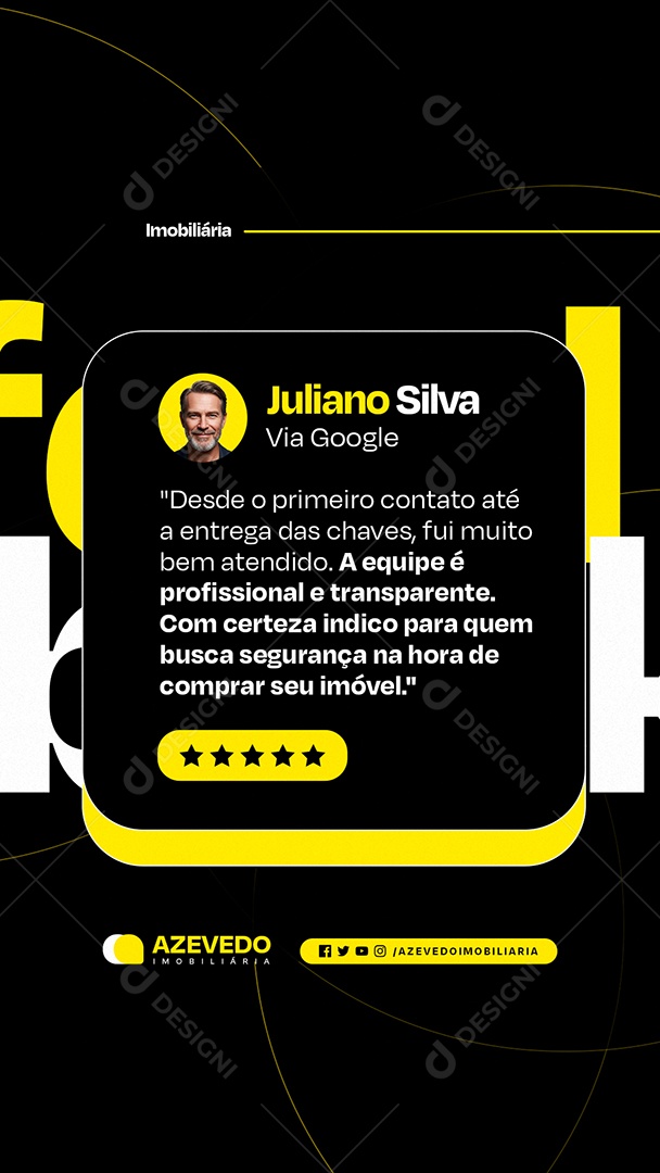 Story Imobiliária Feedback Depoimento Social Media PSD Editável