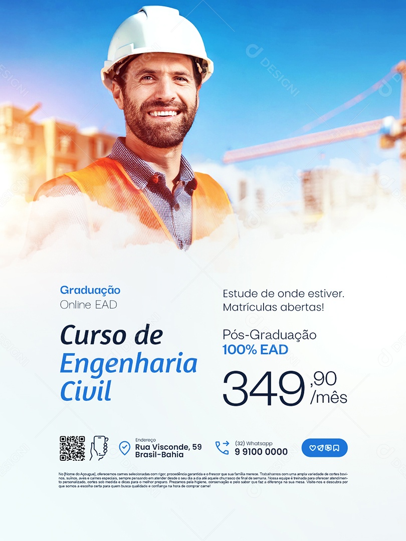 Faculdade Curso de Engenharia Civil Pós Graduação Social Media PSD Editável