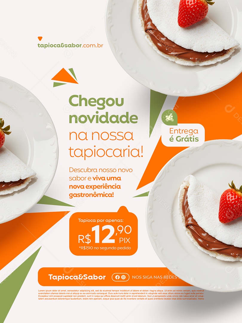 Chegou Novidade na Nossa Tapiocaria Social Media PSD Editável