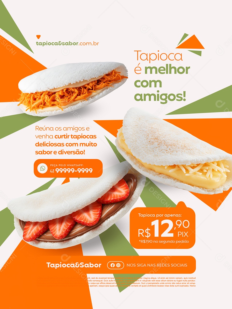 Tapiocaria Tapioca é Melhor com Amigos Social Media PSD Editável