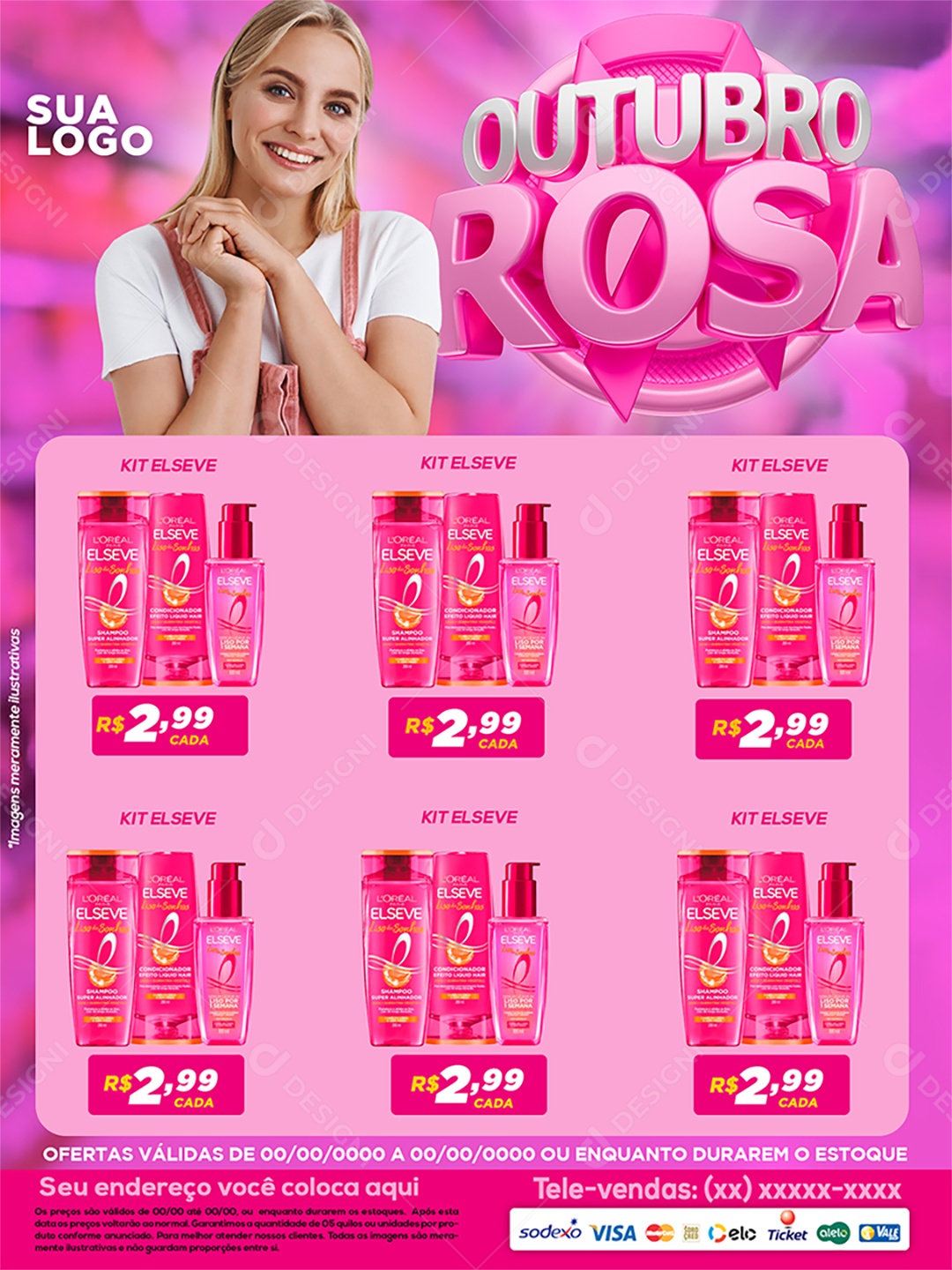 Outubro Rosa Mês de Conscientização Sobre o Câncer de Mama Social Media PSD Editável