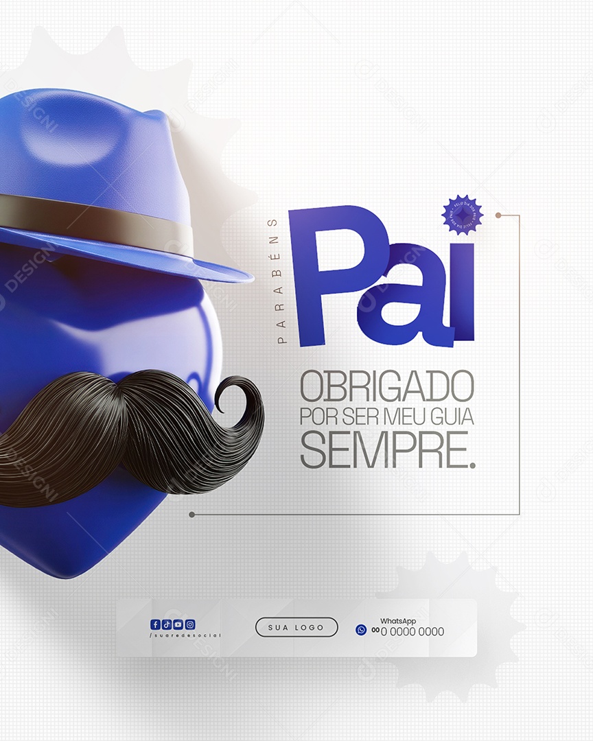 Dia dos Pais 10 de Agosto Obrigado Por Ser Meu Guia Sempre Social Media PSD Editável