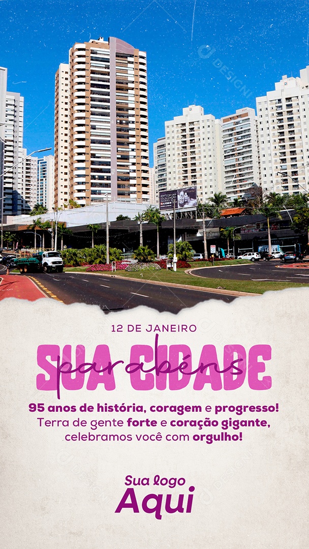 Story Aniversário da Cidade Parabéns Social Media PSD Editável
