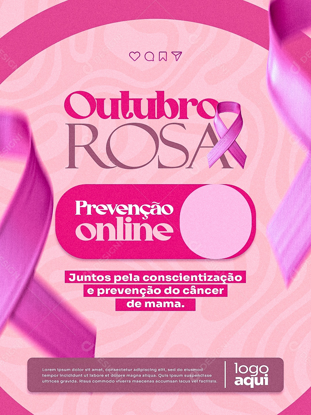 Outubro Rosa Mês de Conscientização Sobre o Câncer de Mama Social Media PSD Editável