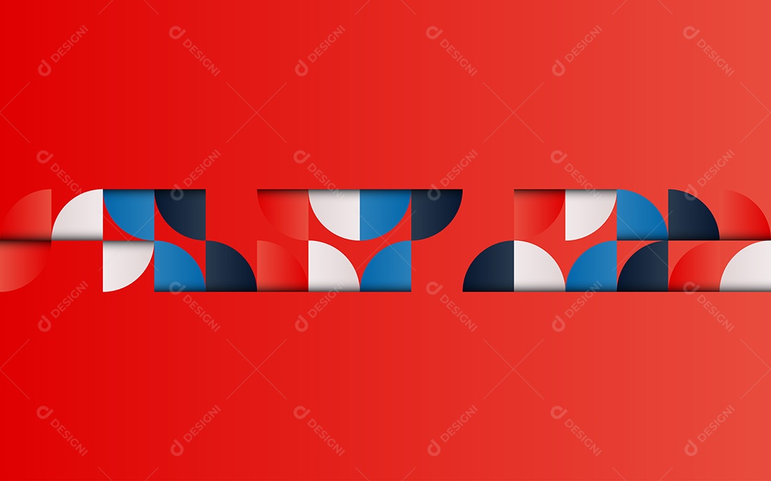 Fundo Vermelho Abstrato Geométrico de Meados do Século Colorido Ilustração Vetor EPS