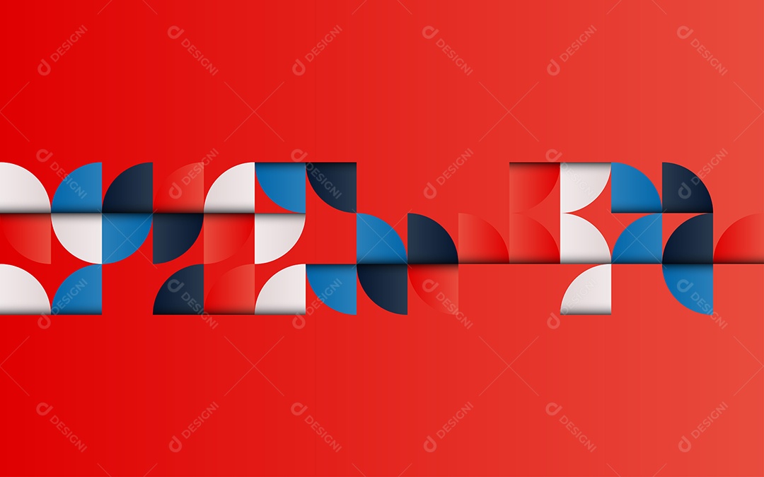 Fundo Vermelho Abstrato Geométrico de Meados do Século Colorido Ilustração Vetor EPS