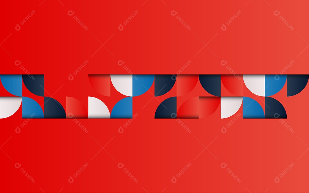 Fundo Vermelho Abstrato Geométrico de Meados do Século Colorido Ilustração Vetor EPS