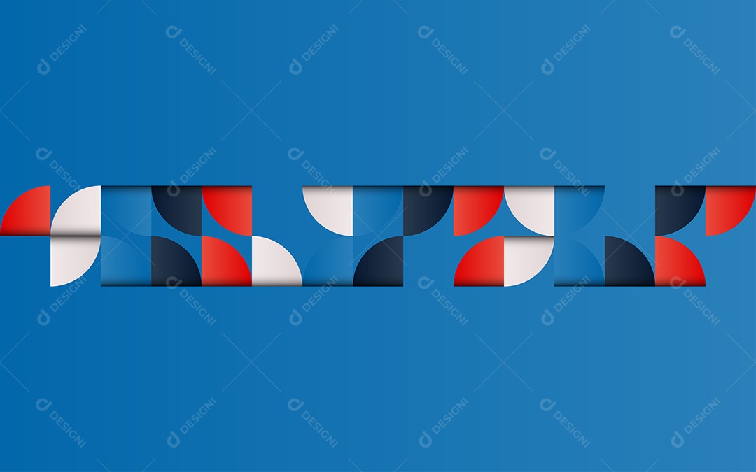 Fundo Azul Abstrato Geométrico de Meados do Século Vermelho Azul e Branco Ilustração Vetor EPS