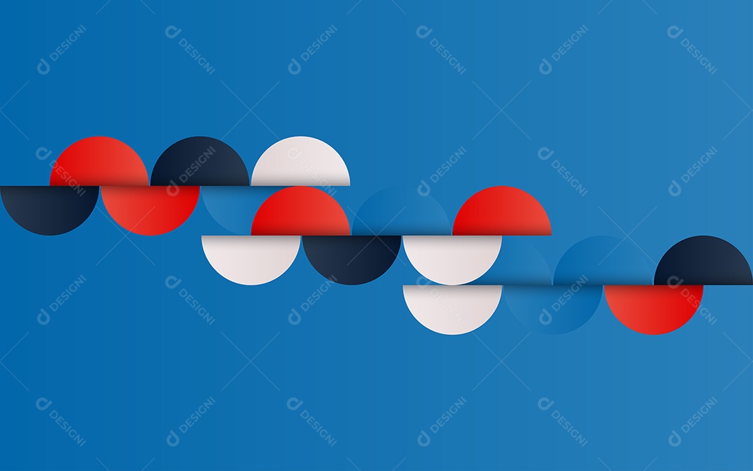 Fundo Azul Abstrato Geométrico de Meados do Século Vermelho Azul e Branco Ilustração Vetor EPS