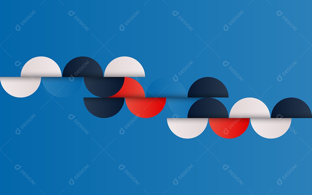 Fundo Azul Abstrato Geométrico de Meados do Século Vermelho Azul e Branco Ilustração Vetor EPS