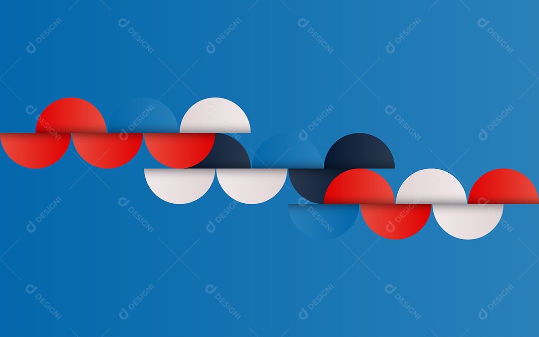 Fundo Azul Abstrato Geométrico de Meados do Século Vermelho Azul e Branco Ilustração Vetor EPS