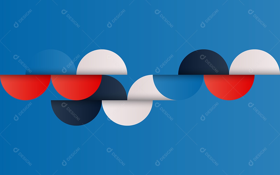 Fundo Azul Abstrato Geométrico de Meados do Século Vermelho Azul e Branco Ilustração Vetor EPS