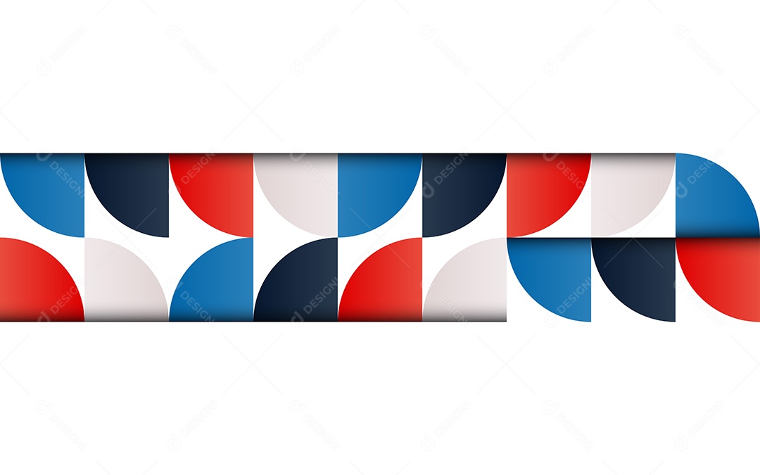 Fundo Abstrato Geométrico de Meados do Século Vermelho Azul e Branco Ilustração Vetor EPS