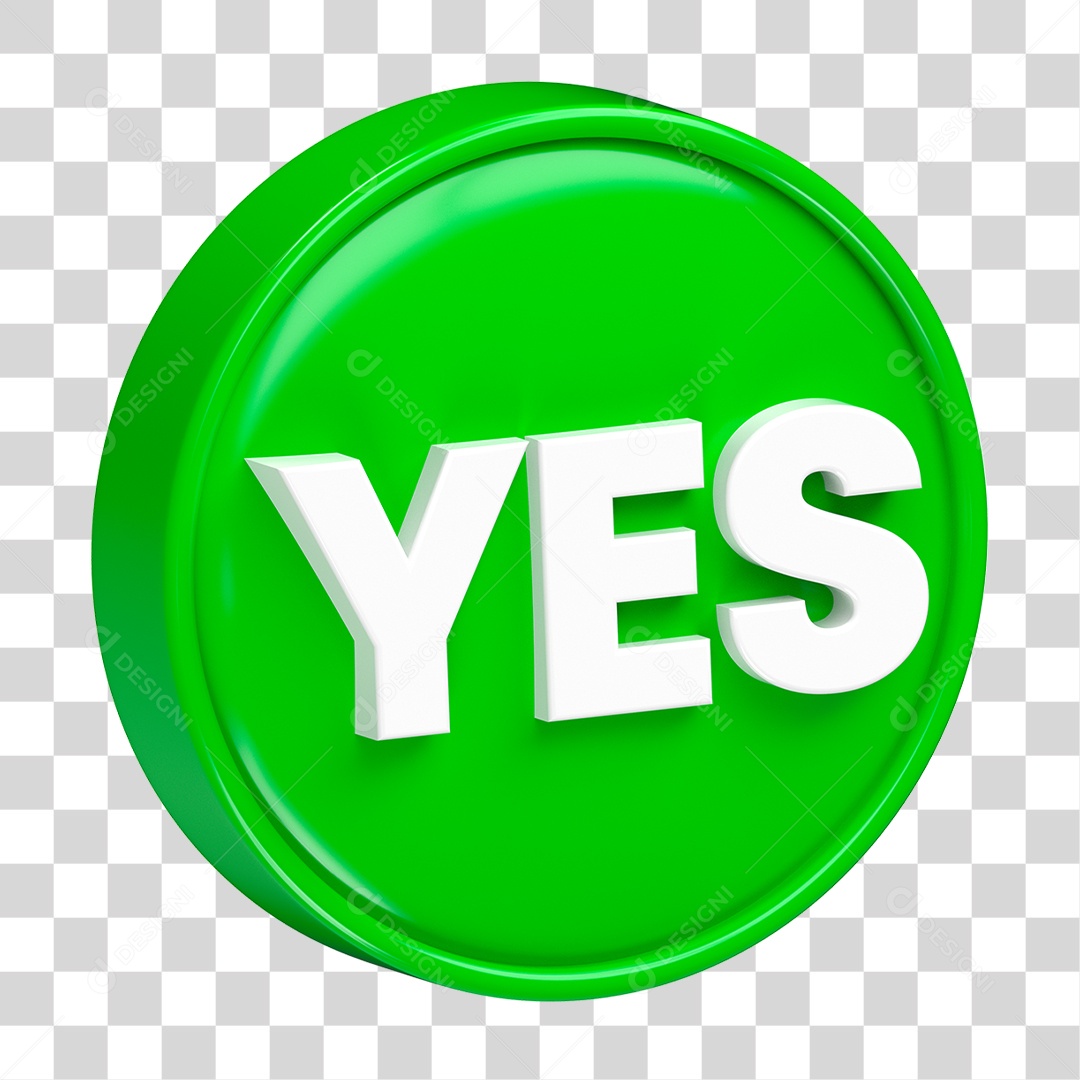 Botão Verde Yes PNG Transparente