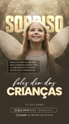 Story Feliz Dia das Crianças 12 de Outubro Magia Que Nasce Do Sorriso Social Media PSD Editável
