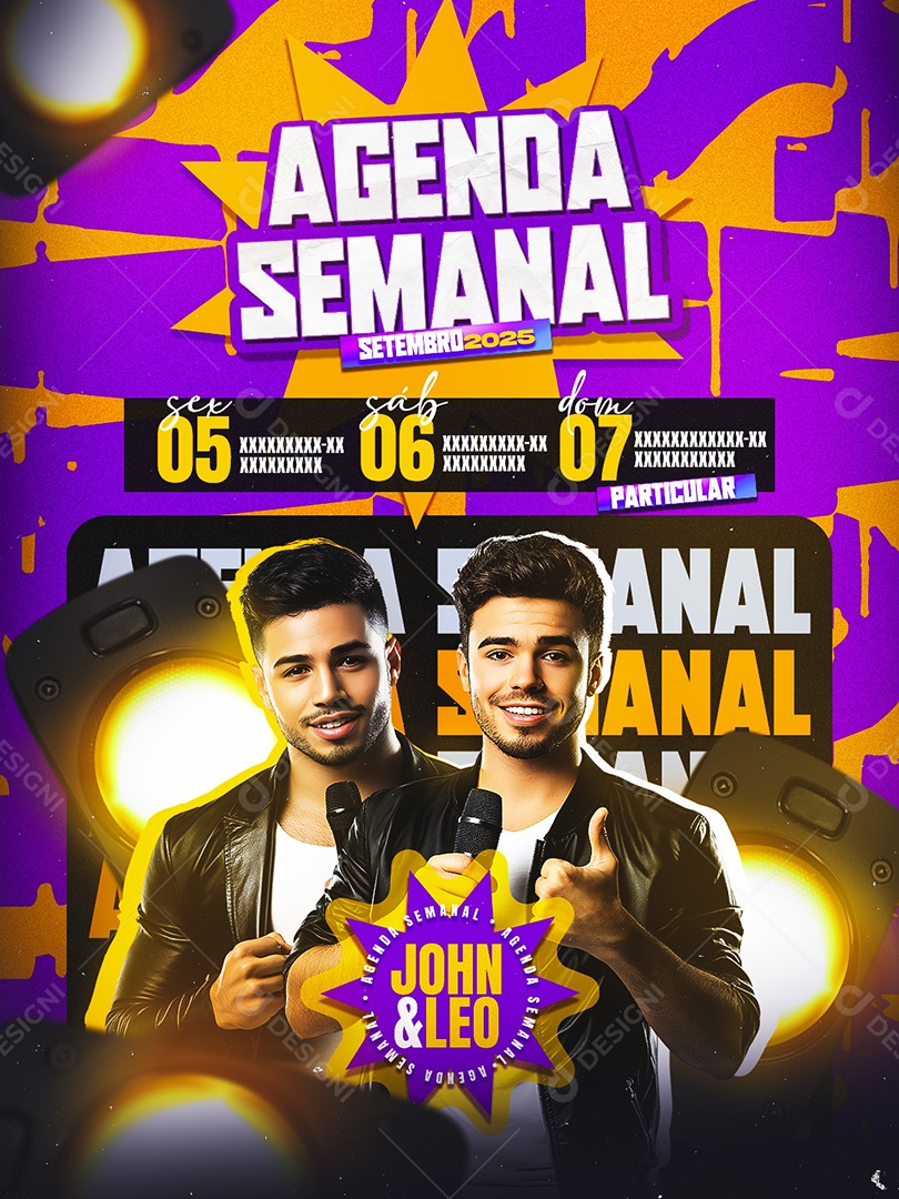 Flyer Agenda Semanal Social Media PSD Editável