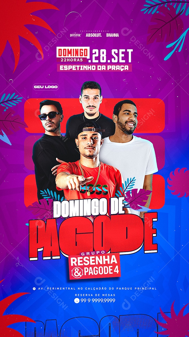Flyer Domingo de Pagode Social Media PSD Editável