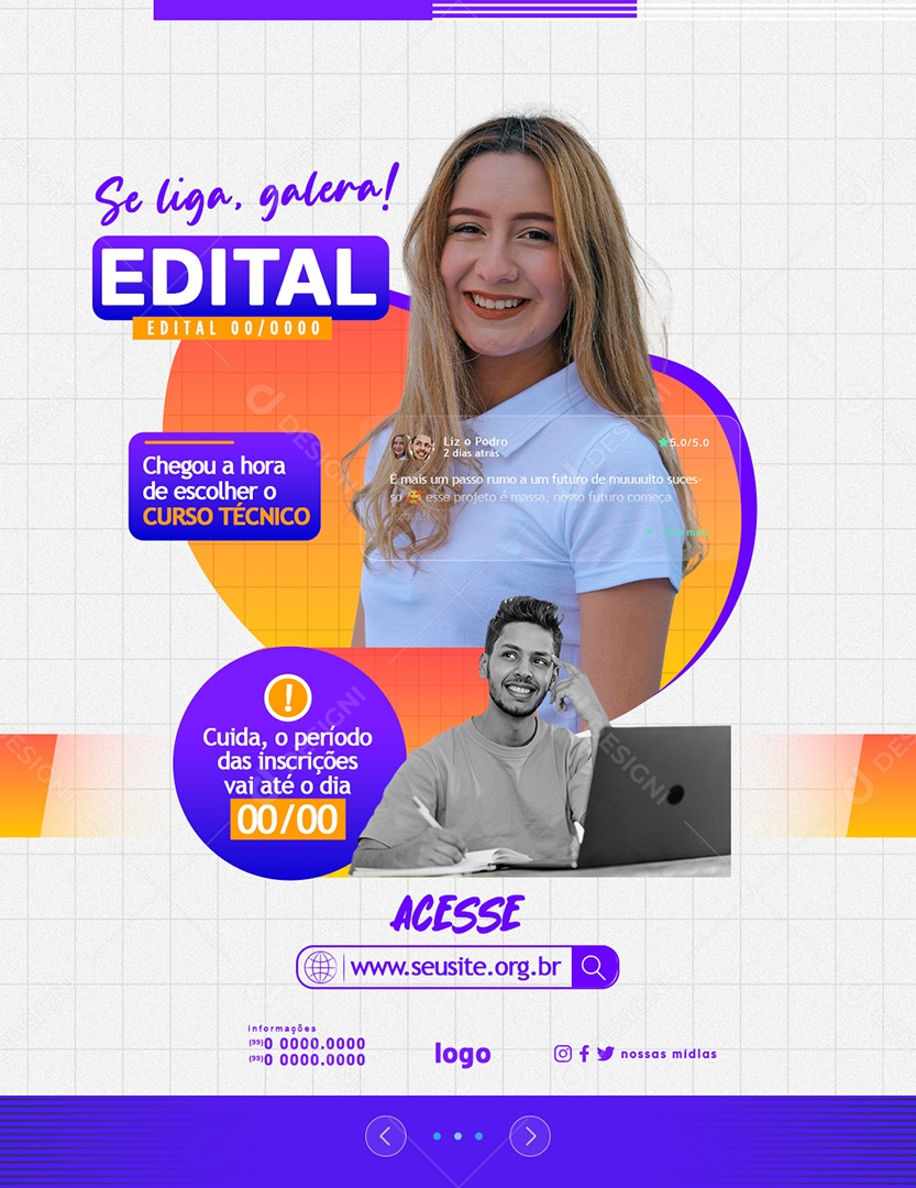 Post Curso Técnico Social Media PSD Editável